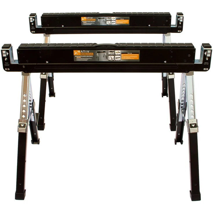 Premium Arbeitsbock, klappbar, höhenverstellbar, Sägebock (2er Set) – Bild 1