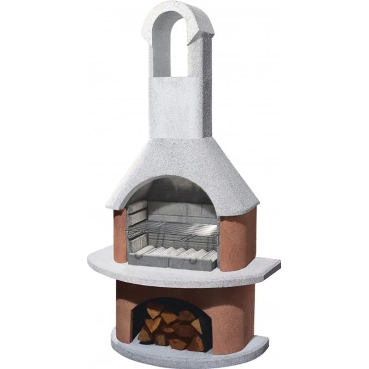 Buschbeck 90060.000 Bali Holzkohlegrillkamin, weiß-terra, 206 x 110 x 65 cm, Grillfläche 53 x 34 cm