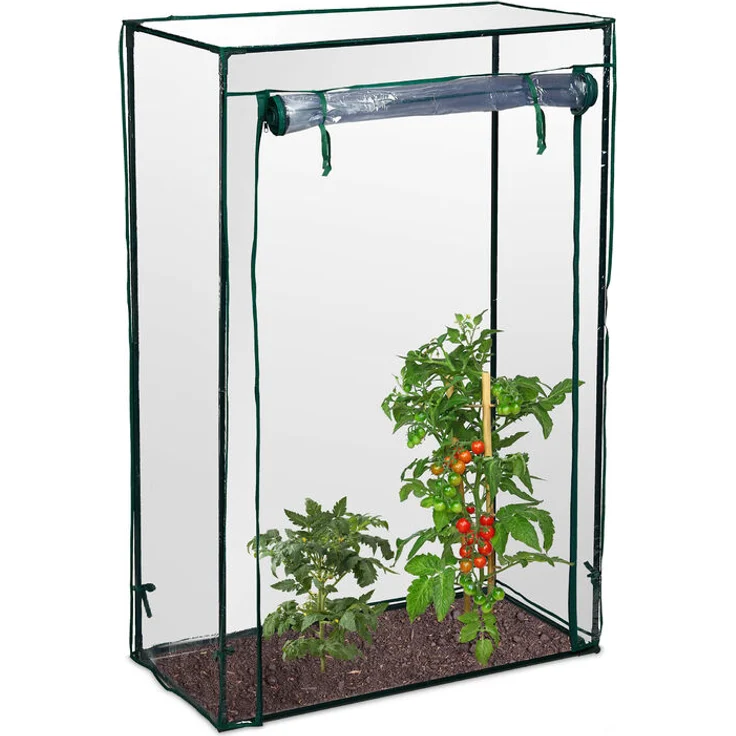 Relaxdays - Tomatengewächshaus, Garten, Balkon, Foliengewächshaus Tomaten, HBT 150x100x50cm, Stahl, PVC-Folie, transparent – Bild 1