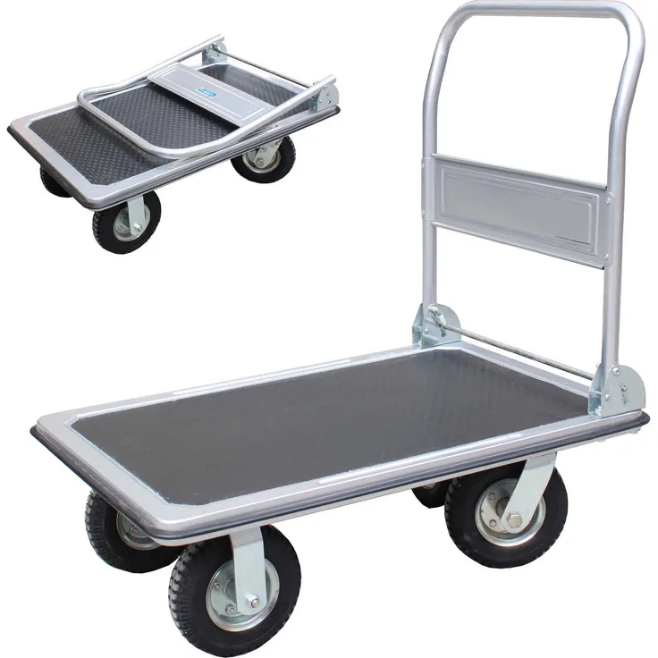 Plattformwagen 300 kg luftbereift Transportwagen Handwagen Transportkarre