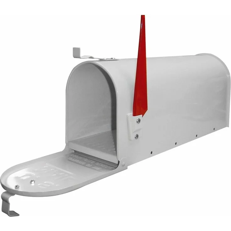 Amerikanischer Briefkasten American Mailbox Zeitungsrolle Postkasten Stahl weiß