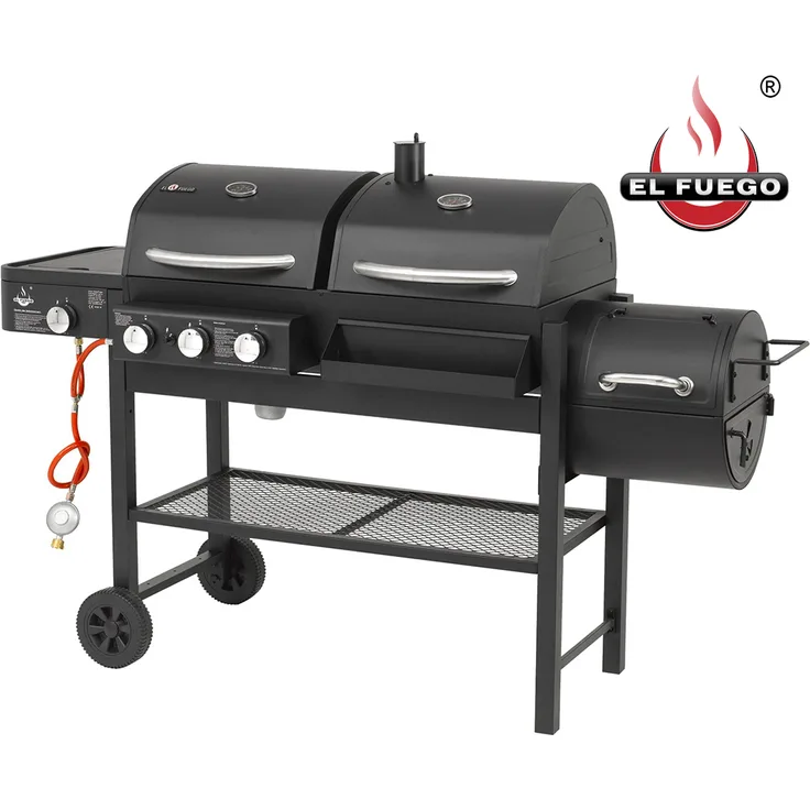 El Fuego 3 in 1 Kombigrill Sierra 3Hauptbrenner 1Seitenbrenner Gas Holzkohle
