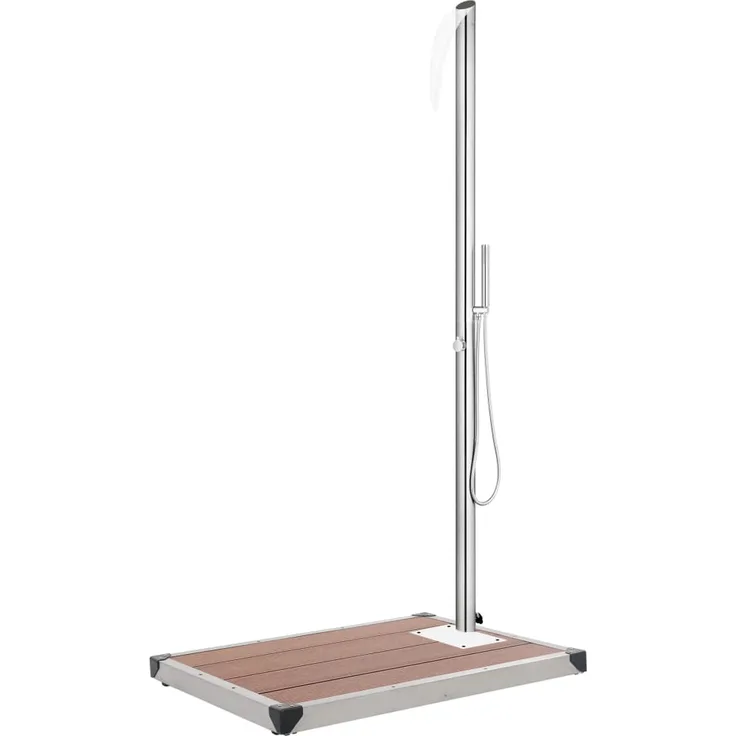 vidaXL Gartendusche Wasserfall mit natur Bodenplatte 225 cm Edelstahl