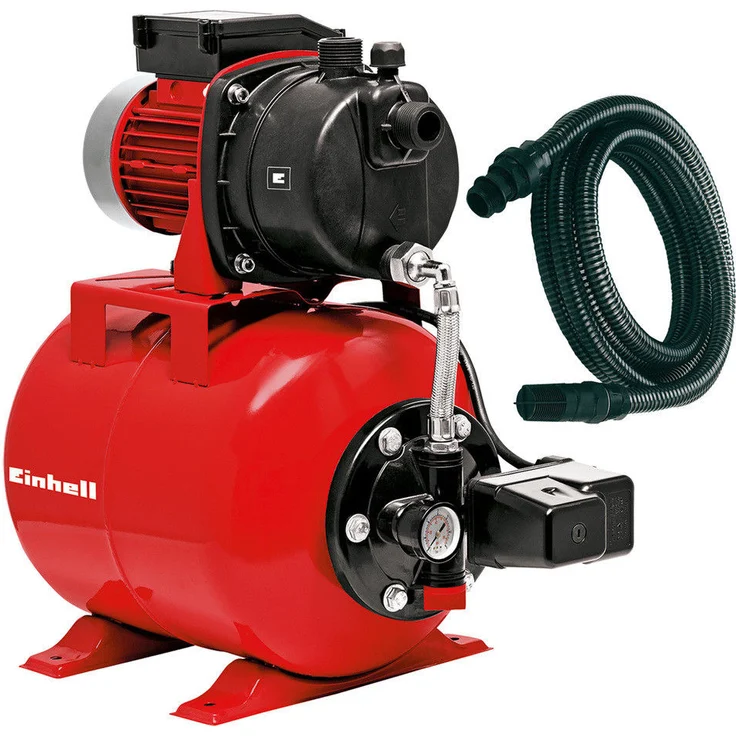 Einhell Hauswasserwerk GC-WW 6538 (650 W, 3,6 bar Druck, 3.800 l/h Förderleistung, integrierter Druckschalter, Manometer, 20l Behälter, inkl. 7 m Saugschlauch) Hauswasserwerk 8 m – Bild 1