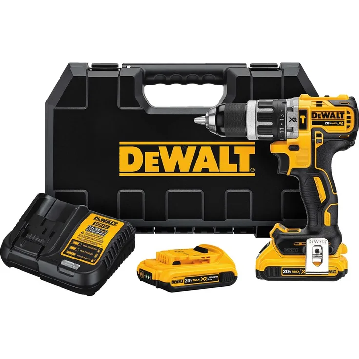 DeWalt Akku-Schlagbohrschrauber- Akkuschrauber (18 Volt,15-stufiges Drehmomentmodul,13 mm Schnellspann-Bohrfutter,LED-Arbeitslicht, mit Zubehör) DCD796D2