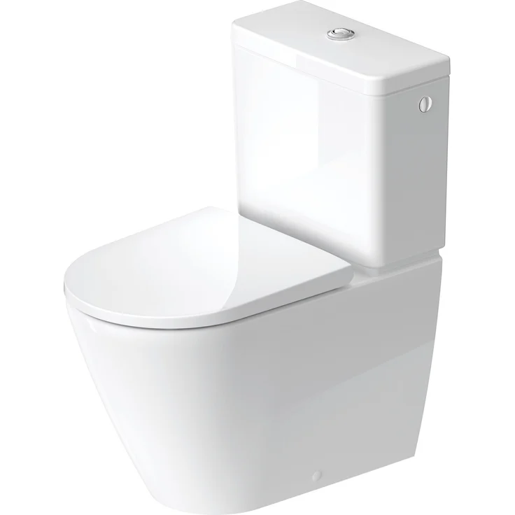Duravit D-Neo Stand WC für Kombination, Tiefspüler, spülrandlos, 370x580 mm, 200209, Farbe: Weiß - 2002090000 – Bild 1