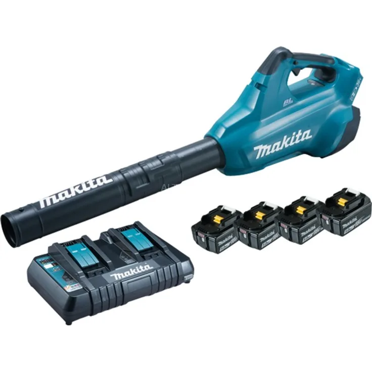 Makita Akku-Gebläse DUB362PT4, 2x18Volt Laubgebläse, blau-schwarz, 4x Li-Ionen Laubbläser