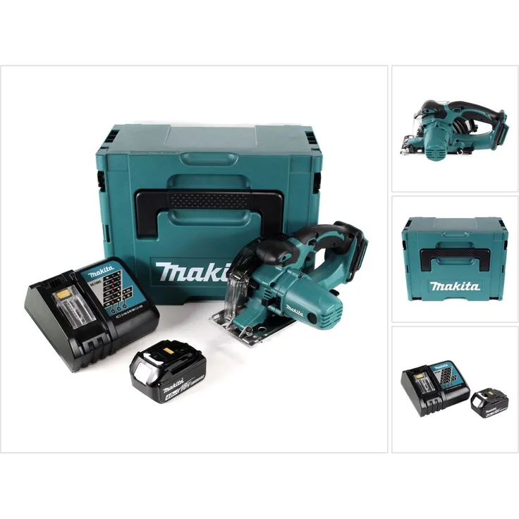 Makita DCS 552 RM1J 18 V Akku Metall Handkreissäge 136 mm im Makpac + 1x 4,0 Ah Akku und Lader + Sägeblatt und Schutzbrille