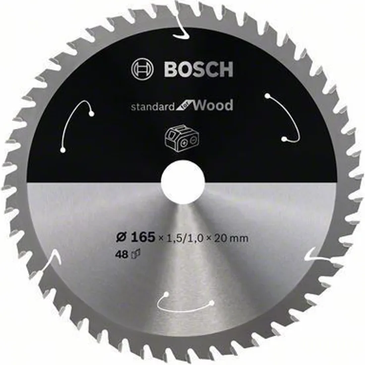 Bosch Professional Kreissägeblatt Standard for Wood (Holz, 165 x 20 x 1,5 mm, 48 Zähne, Zubehör Akku Kreissäge)