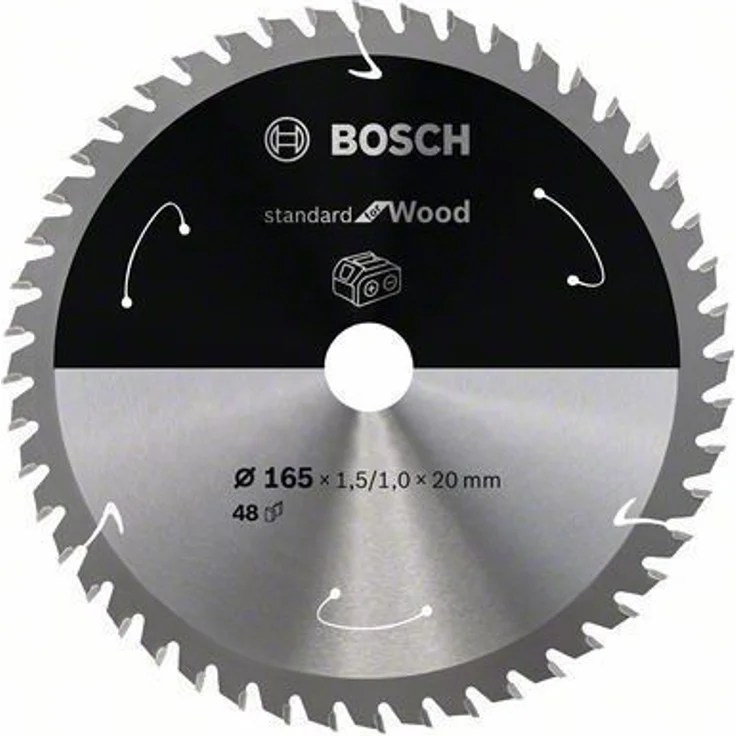 Bosch Professional Kreissägeblatt Standard for Wood (Holz, 165 x 20 x 1,5 mm, 48 Zähne, Zubehör Akku Kreissäge)
