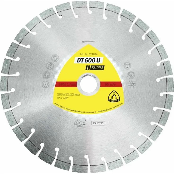 KLINGSPOR Diamanttrennscheibe DT600U Supra, Aufnahme 22,23 mm, Durchmesser 180 mm, 322633