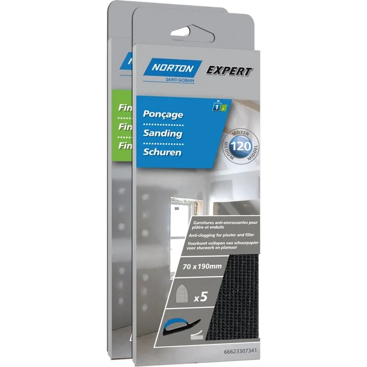 Norton 5 Beschläge Gips, 70 x 190 mm, 220