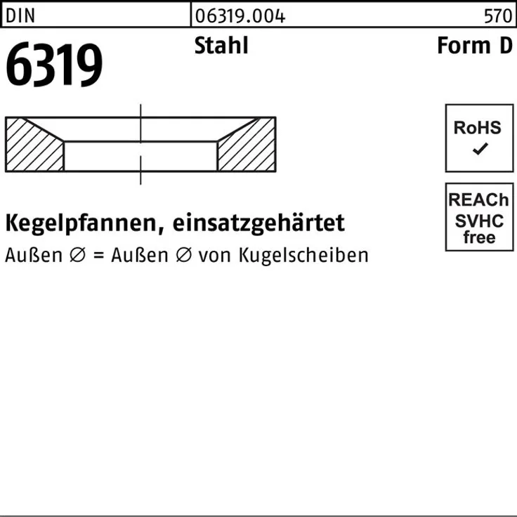 Reyher Kegelpfanne DIN 6319 Form D D 23,2x36 x7,5 Stahl einsatzgehärtet