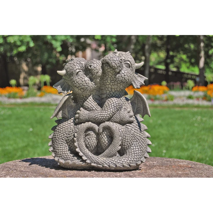MystiCalls Gartenfigur Gartendrache - Modell kuschelnd - Fantasy Figur Deko Drache Garten – Bild 1