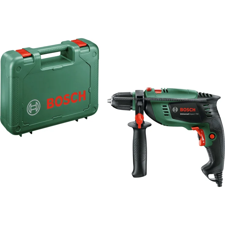 Bosch Schlagbohrmaschine UniversalImpact 700 (Zusatzhandgriff, Tiefenanschlag, Koffer, 700 Watt) – Bild 2