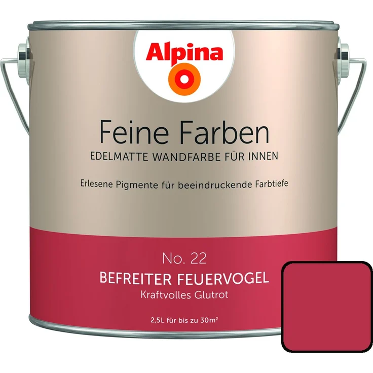Alpina Feine Farbe No. 22 2,5 l, kraftvolles glutrot, Befreiter Feuervogel – Bild 1