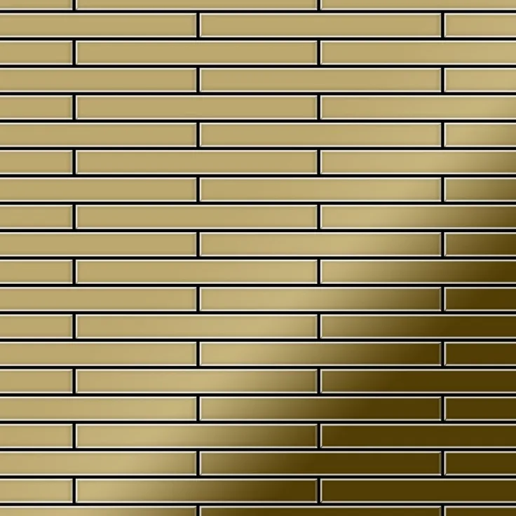 Mosaik Fliese massiv Metall Titan hochglänzend in gold 1,6mm stark ALLOY Deedee-Ti-GM 0,63 m2