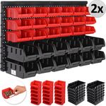 Deuba Wandregal mit Stapelboxen 64 tlg Box Starke Wandplatten Erweiterbar Werkstattregal Lagerregal Steckregal