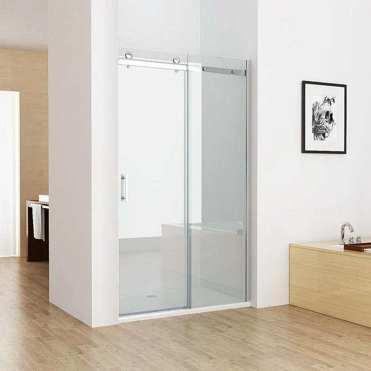 Nischentür 100 x 195 cm Duschabtrennung Schiebetür mit 8mm NANO ESG Glas 195