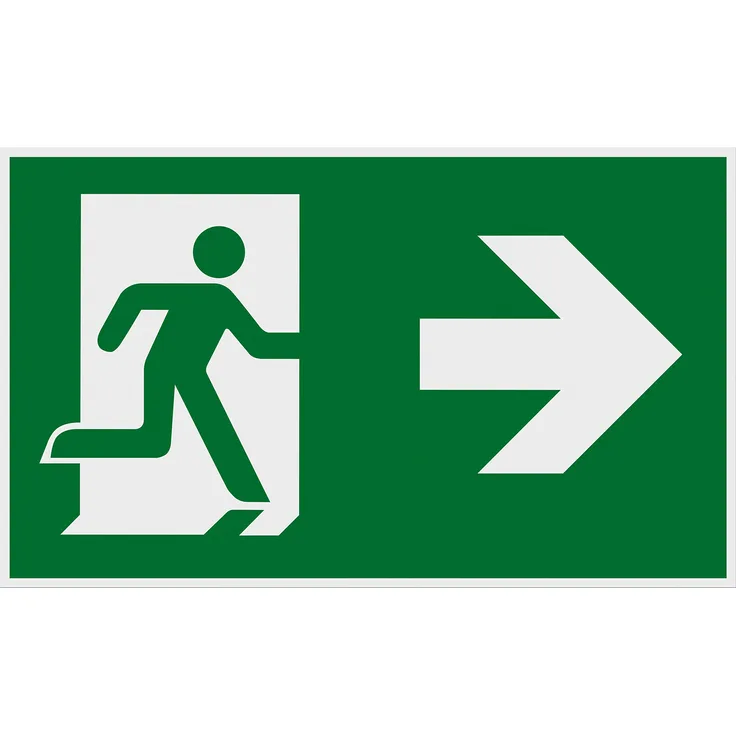 Metafranc Hinweisschild Symbol: Fluchttür rechts - 250 x 150 mm - Beschilderung - Infoschild - Rettungsweg - Fluchtweg - Notausgang - Sicherheitsmarkierung - Gewerbekennzeichnung - 500110