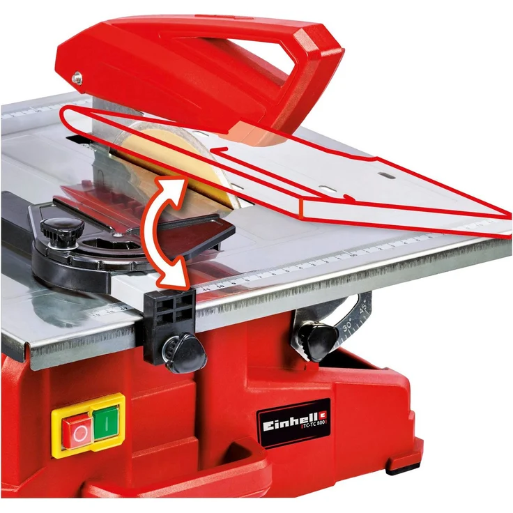 Einhell Fliesenschneidmaschine TC-TC 800 (800 W, 2.950 min-1, neigbarer Edelstahltisch mit Winkelskala, verstellbarer Winkelanschlag, Parallelanschlag mit Skala, inkl. Diamanttrennscheibe Ø 180) – Bild 4