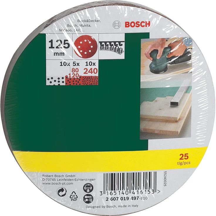 Bosch 2607019497 25-teiliges Schleifblatt-Set 125 mm Körnung 80, 120, 240 - Preisvergleich – Bild 6