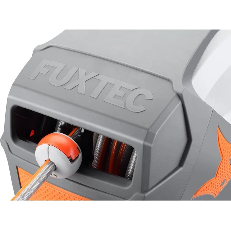 FUXTEC Wasserschlauch Aufroller FX-WSA30 mit 30 m und 1/2 Zoll Anschluss automatischer Schlauchaufroller Schlauchtrommel Wasserschlauchtrommel für Wand Montage 180° schwenkbar, Aufroll-Automatik – Bild 3