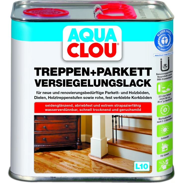 Aqua Clou Versiegelungslack 2,5 l, für Treppen und Parkett – Bild 1