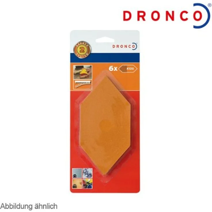 Dronco Nachfüllpack für Sechseck-Handschleifer, 6 Schleifstreifen (K120), 6780231000