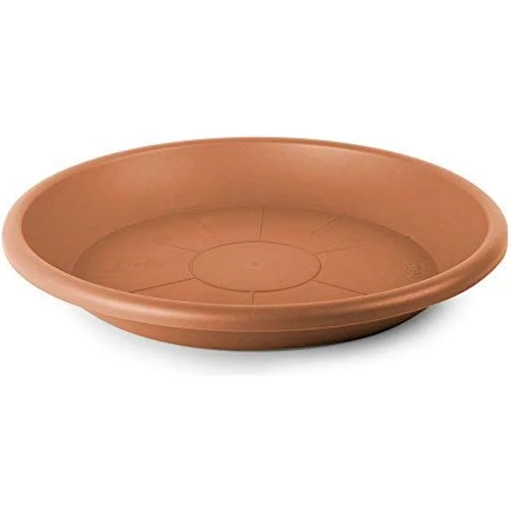 Floralo Untersetzer Cilindro rund, 14 cm Durchmesser x 2,1 cm, terracotta, wetterfestes Pflanzgefäß aus UV-beständigem Kunststoff, braun