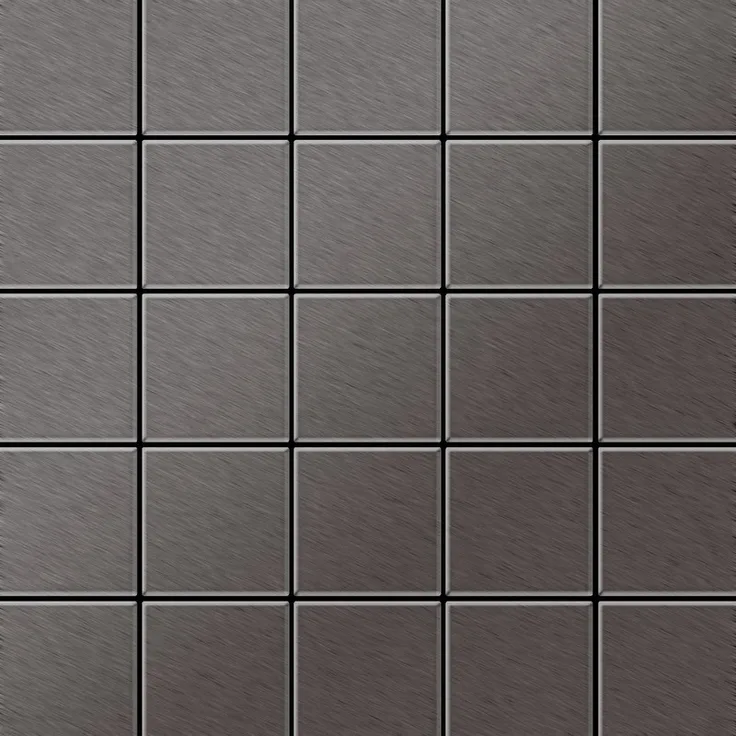 Alloy Mosaik Fliese massiv Metall Titan gebürstet in dunkelgrau 1,6mm stark Century-Ti-SB 0,5 m2