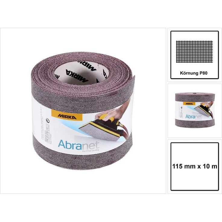 Mirka 545BY001803R Abranet Grip Rolle P80, 115 mm x 10 m