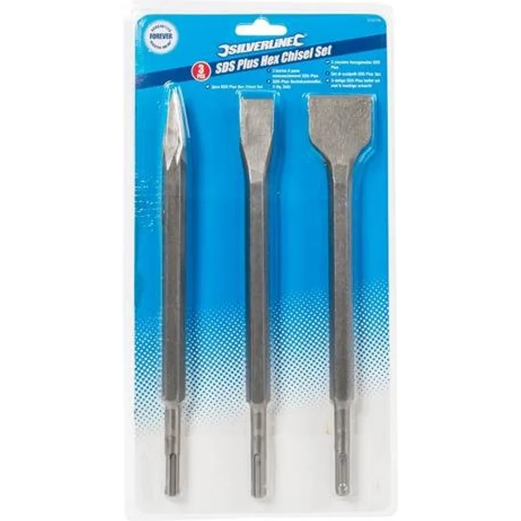Silverline 515779 SDS-Plus-Sechskantmeißel, 3-tlg. Satz 250 mm: 20, 40 mm u. Spitz