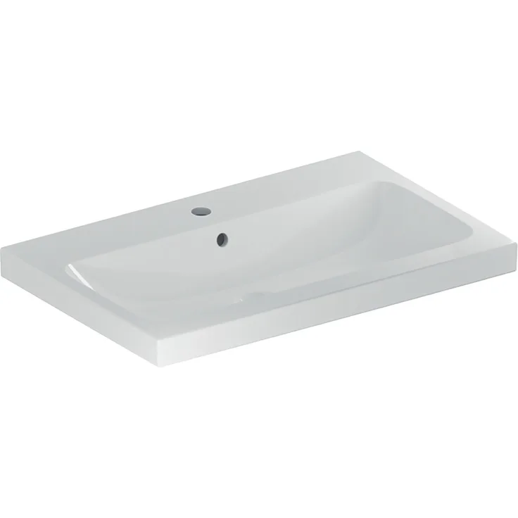 Geberit iCon Light Waschtisch, 75 cm x 48 cm, mit Hahnloch, mit Überlauf,501835, Farbe: weiß - 501.835.00.1