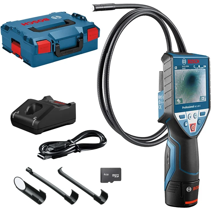 Bosch Professional Inspektionskamera GIC 120 C (Kabellänge: 120 cm, Display: 3,5 Zoll, 12 V Akku, in L-Boxx) – Bild 1