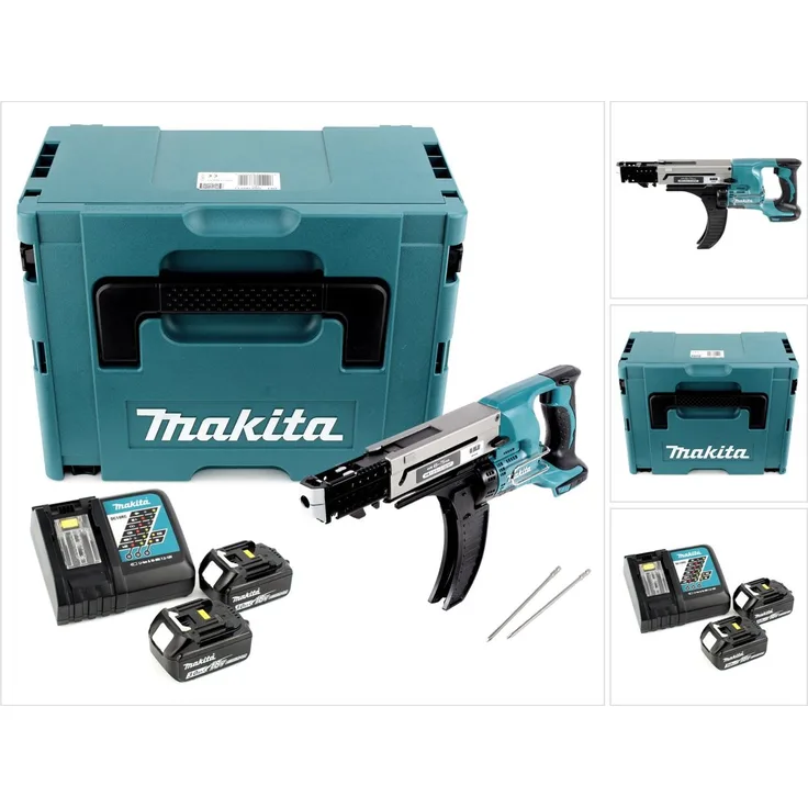 Makita DFR750RFJ Akku Magazinschrauber 18V 45-75mm + 2x Akku 3,0Ah + Ladegerät + Makpac