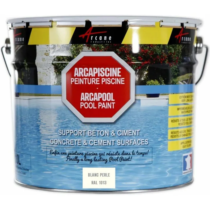 Schwimmbadfarbe - Schwimmbeckenfarbe - Poolfarbe für Betonbecken, Poolbeschichtung ARCAPISCINE - Perlweiß RAL 1013 - 10l