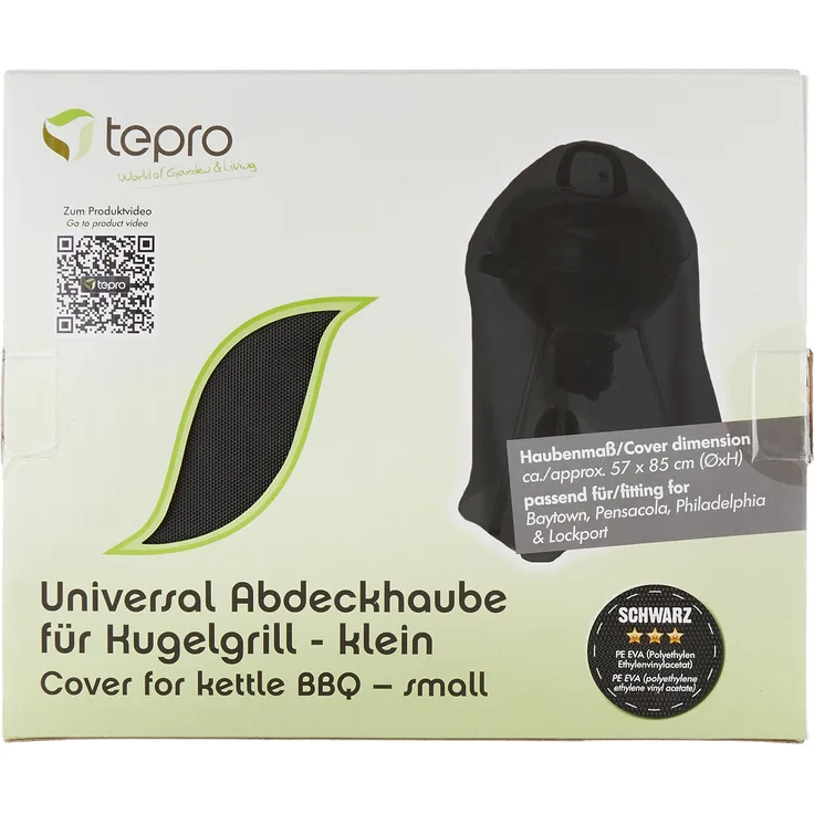 Tepro 8102 Grillabdeckung, für tepro 1086N, 1086H, 1137, 1137H, 1116, 1118, 3182, 4031, schwarz, 57 x 57 x 85 cm, Polyethylen
