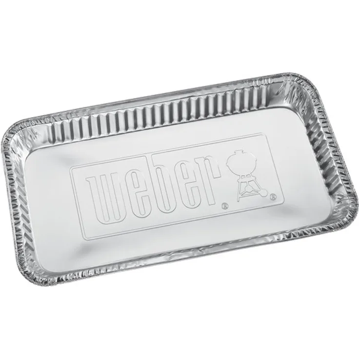 Weber 6454 Alu-Tropfschalen 22 x 42 cm, 5 Stck, Einwegschalen, Fettauffangschalen
