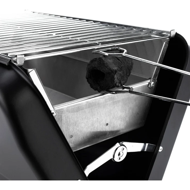 TAINO MOX Holzkohlegrill klein BBQ Koffergrill Camping-Grill Kohlegrill Retro-Stil klappbar Griller tragbar mobil Schwarz, 3,5 kg – Bild 2