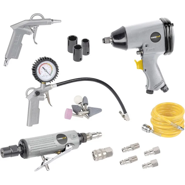 Varo Powerplus Druckluft-Set Pneumatik-Set 25-teilig - Schlagschrauber Schleifer