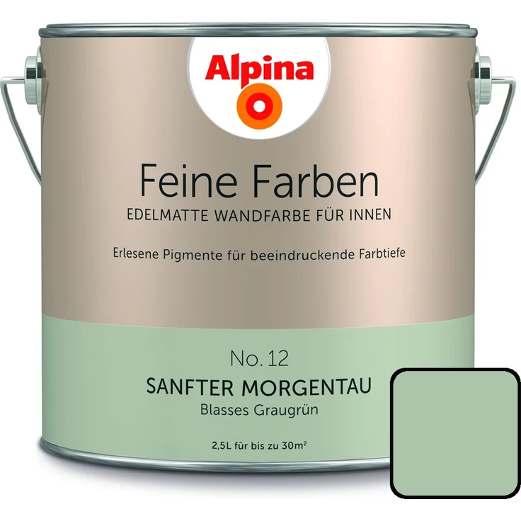 Alpina Feine Farbe No. 12 2,5 l, blasses graugrün, Sanfter Morgentau – Bild 1