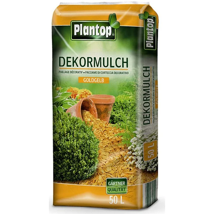Plantop Dekor-Mulch goldgelb 10-40mm, 50 Liter – Bild 1