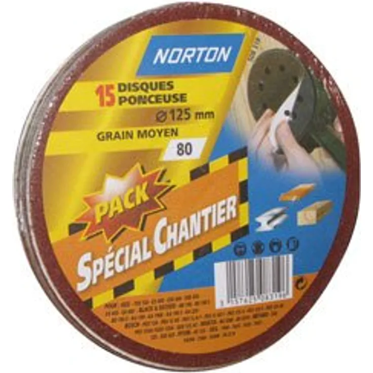 Norton 3157625083202 selbstklebend Exenterschleifer, 125 mm Körnung 120, 15 Stück