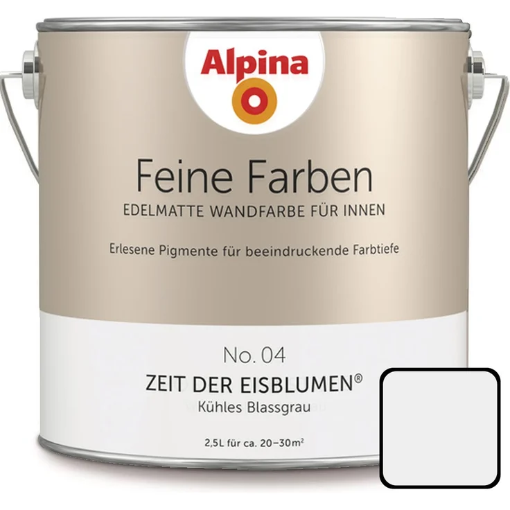 Alpina Feine Farbe No. 04 2,5 l, kühles blassgrau, Zeit der Eisblumen, edelmatt – Bild 1