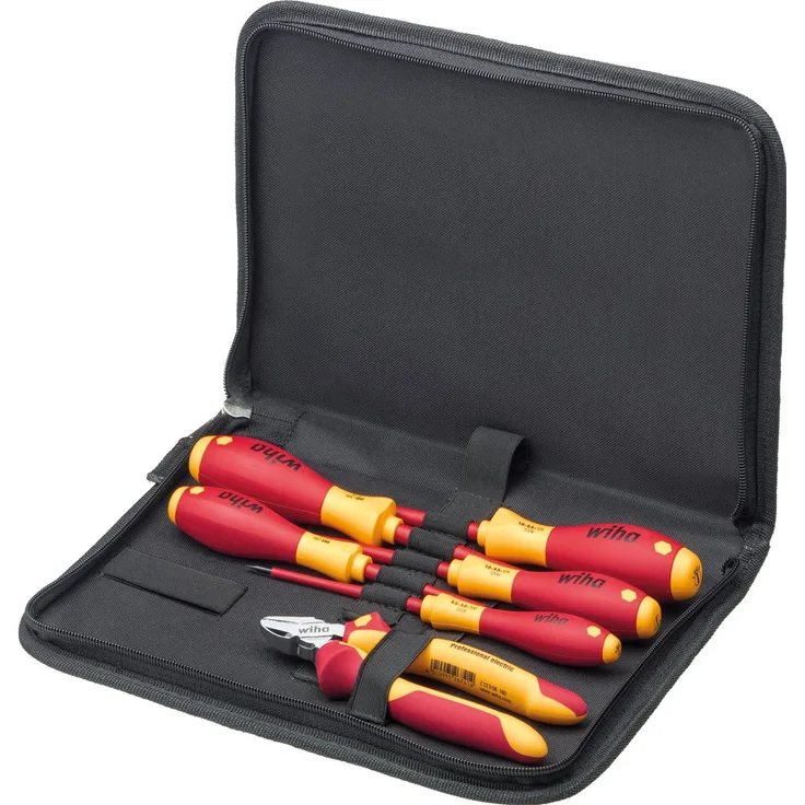 Wiha Werkzeug Set Elektriker (33969), Schraubendreher, Seitenschneider 6-tlg. in Tasche