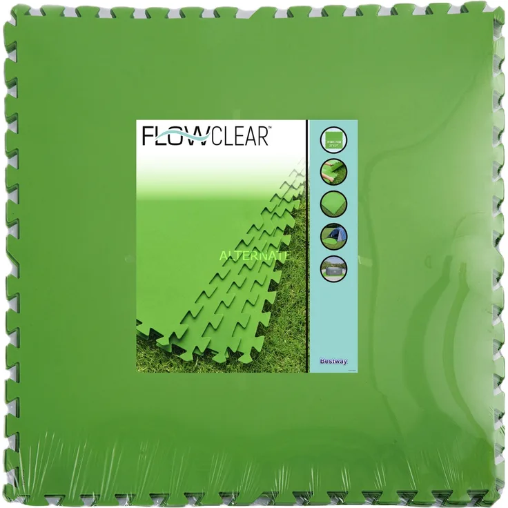 Bestway Flowclear Bodenschutzfliesen Set Bodenplane, grün, 78 x 78 cm