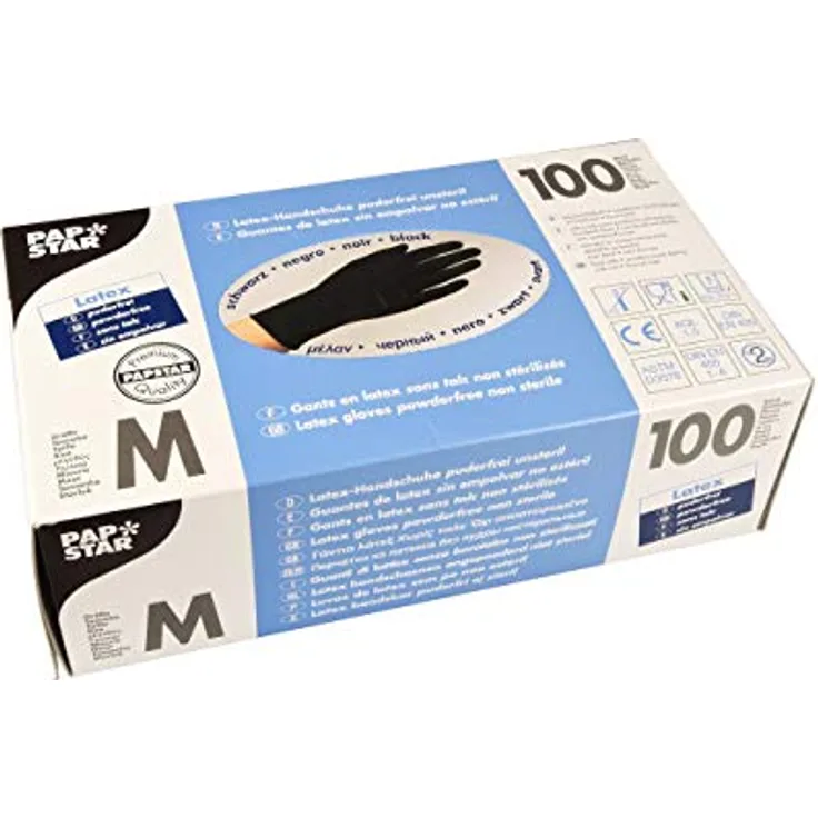 Handschuhe Latex Puderfrei schwarz Größe M 100 Stück