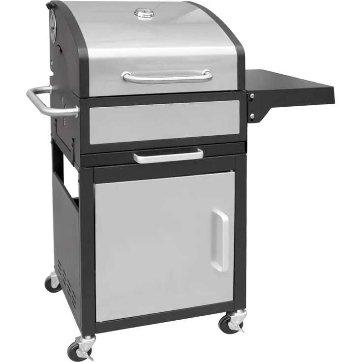 LANDMANN Holzkohlegrillchef Holzkohlegrillchef Holzkohlegrillwagen Profi, silber/schwarz, Grillfläche 45 x 44 cm