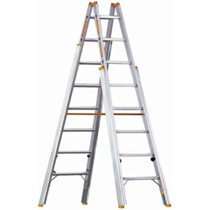 Layher 1061006 Treppenstehleiter Topic, Aluminiumleiter klappbar mit verstellbaren Holmen, Länge 1.85 m